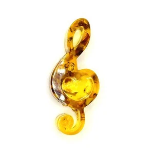 USA Handcrafted Souvenir from the Baltic Amber Souvenir Figurine Treble Clef - Picture 1 of 6