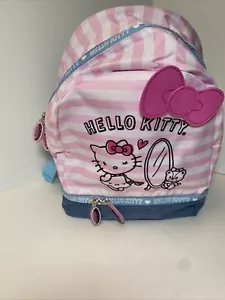 Sanrio Hello Kitty Pink/White Stripes Mini Backpack Bag Shoulder ~NEW - Picture 1 of 12