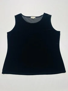 Vintage Black Velvet Tank Top Shirt Womens L Y2K 90s Lagenlook Grunge Gothic - Picture 1 of 7