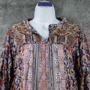 Camicia John Mark donna piccola rosa floreale nappa ricamata floreale tunica boho - Foto 1 di 10