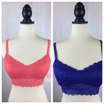 Lote de 2 Bralette de Encaje Coral Azul Herencia Americana Talla S TAN AUTÉNTICO NUEVO CON ETIQUETAS $48 Foto 1 de 4