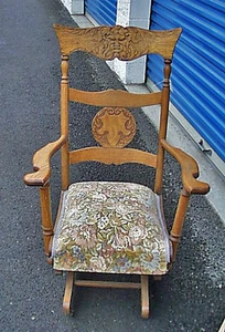 Cutest Best Antique Oak Lady’s North Wind Platform Rocker Excellent Condition - Picture 1 of 6