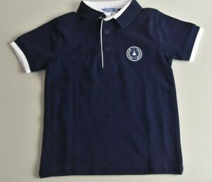 $41 NEW Jacadi PARIS Toddler  Boy Polo Shirt Navy Cotton Short Sleeve White 3 A 