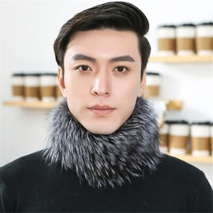 100% Real Fox Fur Scarf Winter Warm Collar Neck Warm Wrap for Handsome Men - Picture 1 of 11