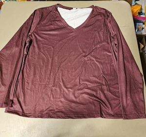 Womens Plus Size Tops V-Neck Long Sleeve Tshirt Casual Blouse - Picture 1 of 1