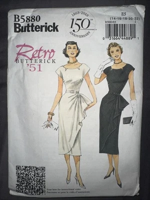 Butterick 5880 B5880 Women's Dress Sewing Pattern Size 14-16-18-20-22 Retro ‘51 - Image 1 of 4
