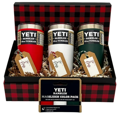 YETI 10 oz Tumbler Holiday Trio + Rare Magsliders | Set da collezione in confezione regalo - Immagine 1 di 4