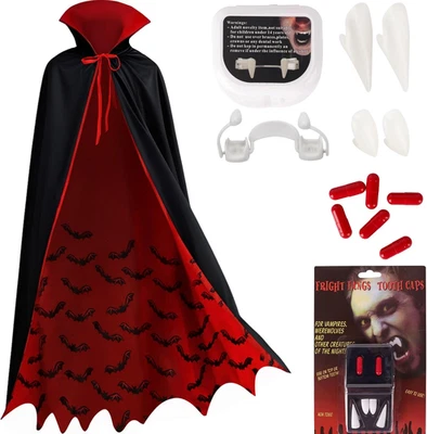 Halloween Kostüm Set für Kinder und Herren Vampir Dracula Kostüm mit Zubehör