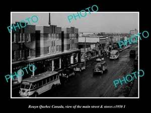 OLD POSTCARD SIZE PHOTO ROUYN QUEBEC CANADA THE MAIN STREET & STORES c1950 2 - Zdjęcie 1 z 1