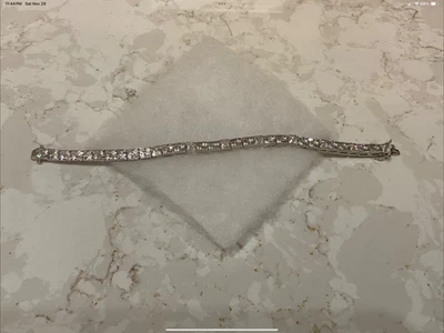 Pulsera de tenis de plata de ley de diseño de 10 quilates con circonita cúbica negra 20,5 g 7,5 pulgadas Foto 1 de 4
