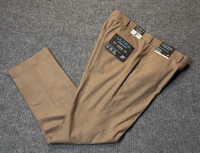 J Ferrar Ultra Comfort Men 32x30 Stretch Slim Fit Flat Front Suit Pants Brown JF - Image 1 of 4