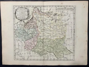 POLAND LITHUANIA 1765 BRION DE LA TOUR/DESNOS ANTIQUE COPPER ENGRAVED MAP - Picture 1 of 1