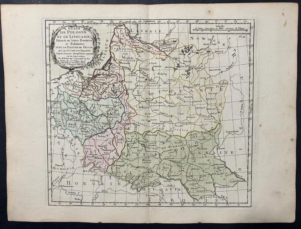POLAND LITHUANIA 1765 BRION DE LA TOUR/DESNOS ANTIQUE COPPER ENGRAVED MAP - Image 1 of 1