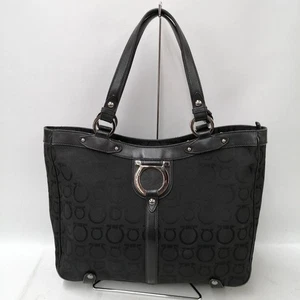 Salvatore Ferragamo Gancini Canvas Tote Bag Black 13.5 inches - Picture 1 of 14
