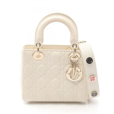 Christian Dior Dama Dior Pequeño Cannage 2 Vías Bolso de Hombro Cuero Blanco Usado Foto 1 de 4