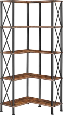 Scaffale a 5 Ripiani, Scaffale Angolare, Libreria a L, Scaffale Portaoggetti Ape - Immagine 1 di 4