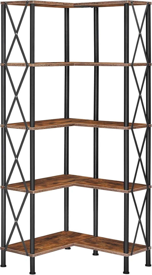 Scaffale a 5 Ripiani, Scaffale Angolare, Libreria a L, Scaffale Portaoggetti Ape - Immagine 1 di 4