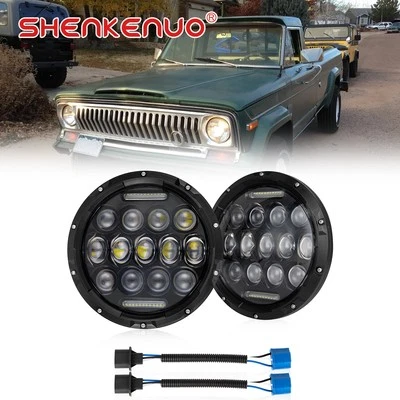 2X 7"inch Round LED Headlights Hi/Lo DRL for Jeep J-4500 J-4600 J-4700 J-4500 - Image 1 of 4