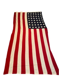 Vintage 48 Star American Flag banner- 5ft x 9.5ft - Cotton Sewn Stars - Picture 1 of 15