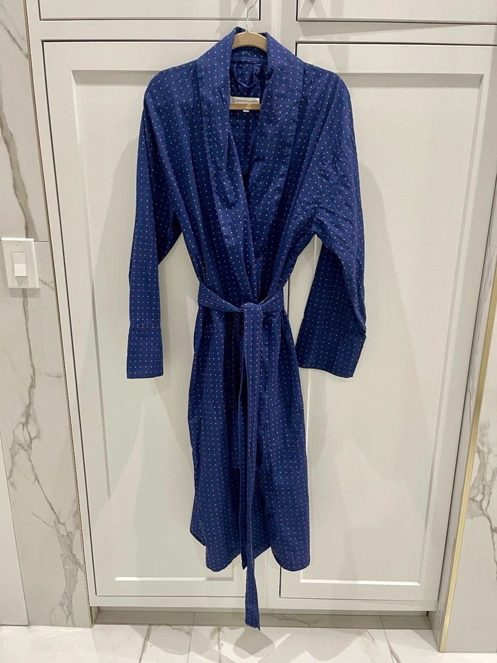 Bown of London Luxury 100% Cotton Long Robe Size X-Large XL Pacifica Polka Dot - Image 1 of 4