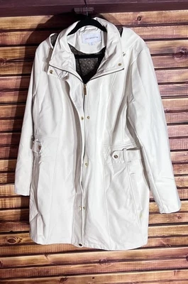 Liz Claiborne Mujer’s Chaqueta de Lluvia Resistente al Agua, Crema o Blanco roto, 2X  Foto 1 de 4