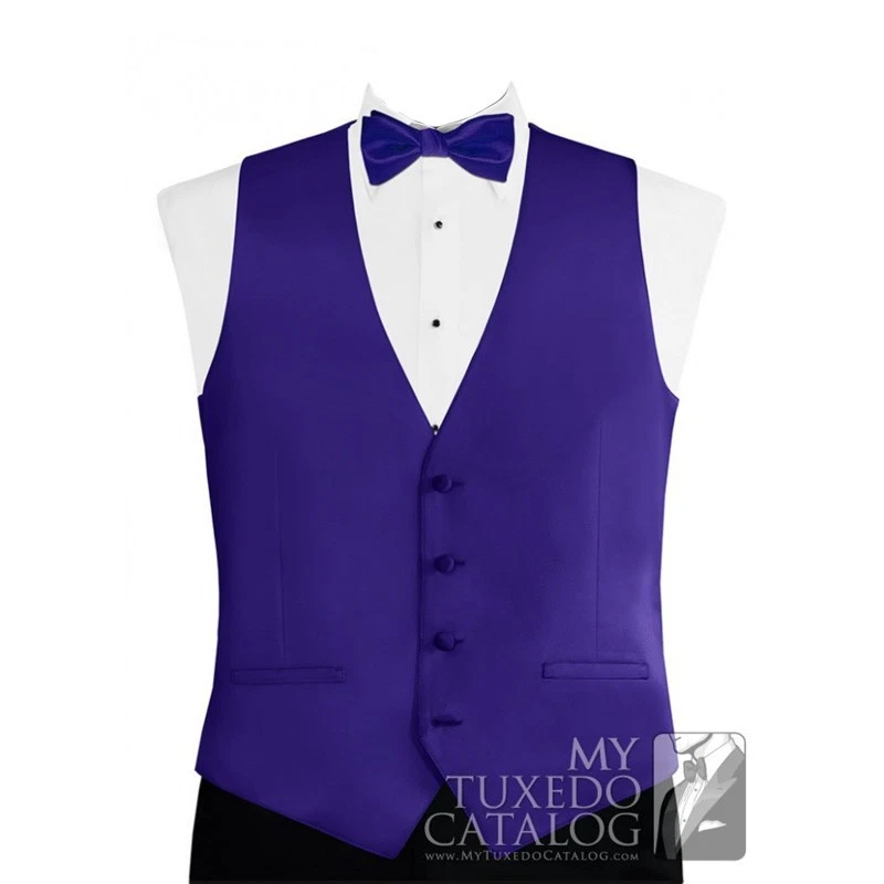 Modern Solid Twill Tuxedo Vest and Bow Tie in Shades of Purple - Image 1 of 1