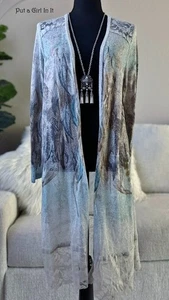 Neu Vocal Apparel Damen GRAU FEDERN SPITZE WESTERN WICKEL CARDIGAN STAUBTUCH S Small - Bild 1 von 3