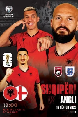 2025 Albania v England  (OFFICIAL PROGRAMME) including OFFICIAL Tramsheet - Image 1 of 2