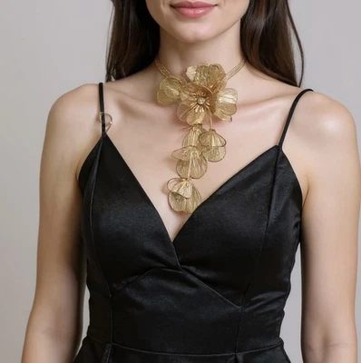 ZARA каскадный цветок ожерелье золото золотой BAFTA Кейт Миддлтон заявление богемное - Изображение 1 из 4