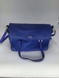 Kate Spade Holden Street Leslie Cobalt Blue Pebble Leather Satchel Crossbody Bag - Picture 1 of 6