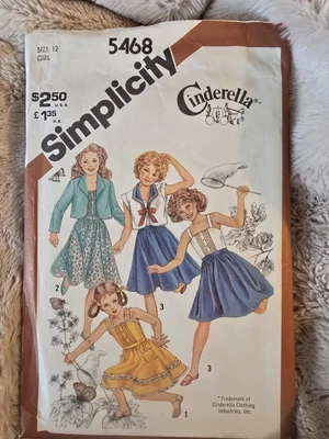 Vtg Simplicity 1982 Sewing Pattern 5468 Sundress Jacket Girls Uncut Size 12  - Image 1 of 2