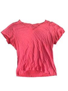 Pre Owned Women's Tommy Hilfiger V Neck Shirt Tee T Shirt XL Short Sleeve  Pink - Picture 1 of 6