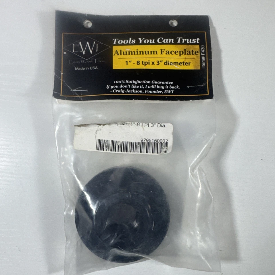 Easy Wood Tools Aluminum Lathe Faceplate 1"-8 tpi x 3" Diam Spanner Hole F430  - Image 1 of 4