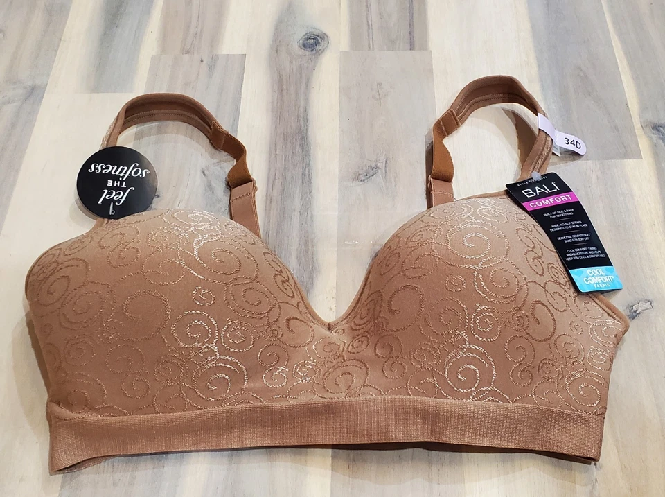 Bali Women's Comfort Revolution Wirefree Bra DF3463 Cinnamon Butter Swirl 34D