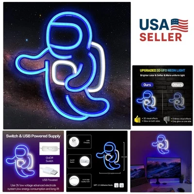 Letrero de neón LED de astronauta vibrante - decoración de pared de dormitorio, regalo para niños y adultos Foto 1 de 4