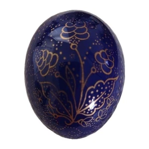 Hungarian Hand Painted Easter Egg Ornament Porcelain Blue & Gold Vintage 1980s - Picture 1 of 6