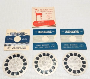 View-Master Reels RUDOLPH THE RED NOSED REINDEER Shines Again 1955 Set of 3 Vtg - Picture 1 of 9