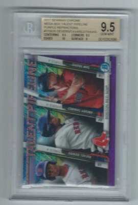 2017 Bowman Chrome Mega Box Rafael Devers A Tavarez Purple Ref Graded BGS 9.5 - Image 1 of 4