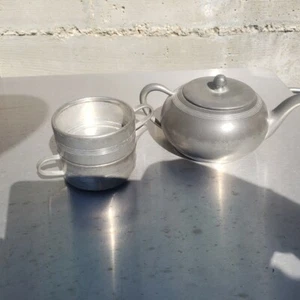 Set of pewter teapot and sugar bowl? vintage - Picture 1 of 7