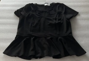 Ashley Stewart Black Cut Out Peplum Top Size 22/24 - Picture 1 of 3