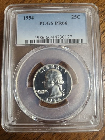 1954 Washington Silver Proof Quarter PCGS PR66 25c Free Shipping Cover