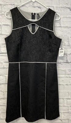 Nuevo Vestido Andrew Marc Mujer 12 Negro Funda Corte Sin Mangas Ajuste Acampanado Ojales Foto 1 de 4