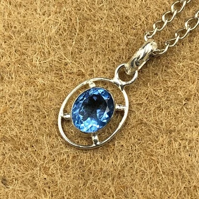 Wedding Gift For Her Sterling Silver Tanzanite Gemstone Jewelry Pendant 1.3" - Image 1 of 4