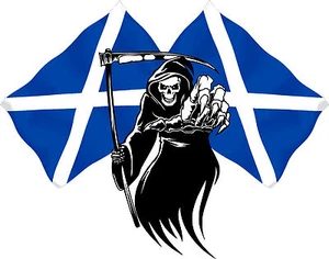 Racing Grim Reaper Skull Scotland Flag Car MotorBike Bike Van Sticker LSGRSCO2s - Picture 1 of 1