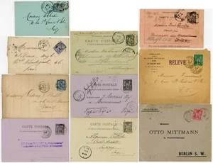 FRANCE 1876-1902 SAGE TYPE FRANKINGS LETTERS STATIONERY etc 10 ITEMS - Picture 1 of 7