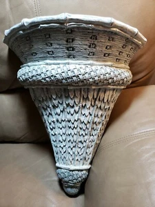 French Country Sconce Shelf Decorative Wall Decor Resin Basket Weave 15" - Picture 1 of 8