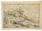 Antique Master Print-LANDSCAPE-WOODEN HUT-TRAVELLER-Van Everdingen-1631-1675