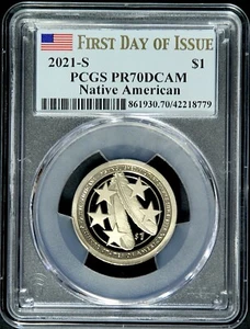 2021 S $1 SACAGAWEA MILITARY SERVICE PCGS PR70 DCAM First Day of Issue - Picture 1 of 2