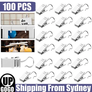 100PCS Stainless Steel Curtain Clips With Hook For Curtain Photos Home Ring Tool - Picture 1 of 12