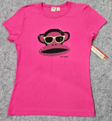 Paul Frank Juniors Kids Short Sleeve TShirt Top size Large Pink Glasses Monkey